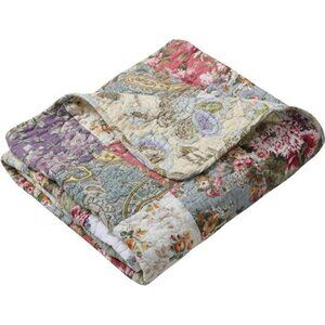 Greenland Home Patchwork Quilted Throw Blanket Floral Cotton Reversible